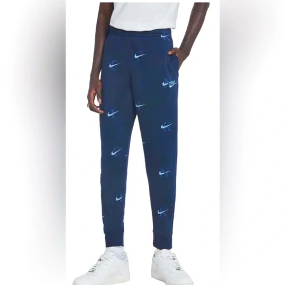 Nike All-Over Print Club Fleece Joggers 'Blue' Boys M - Picture 1 of 8